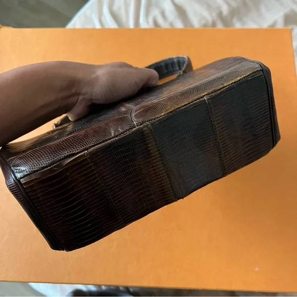 Alligator Purse Handle-bag Brown Clutch - Picture 3 of 6